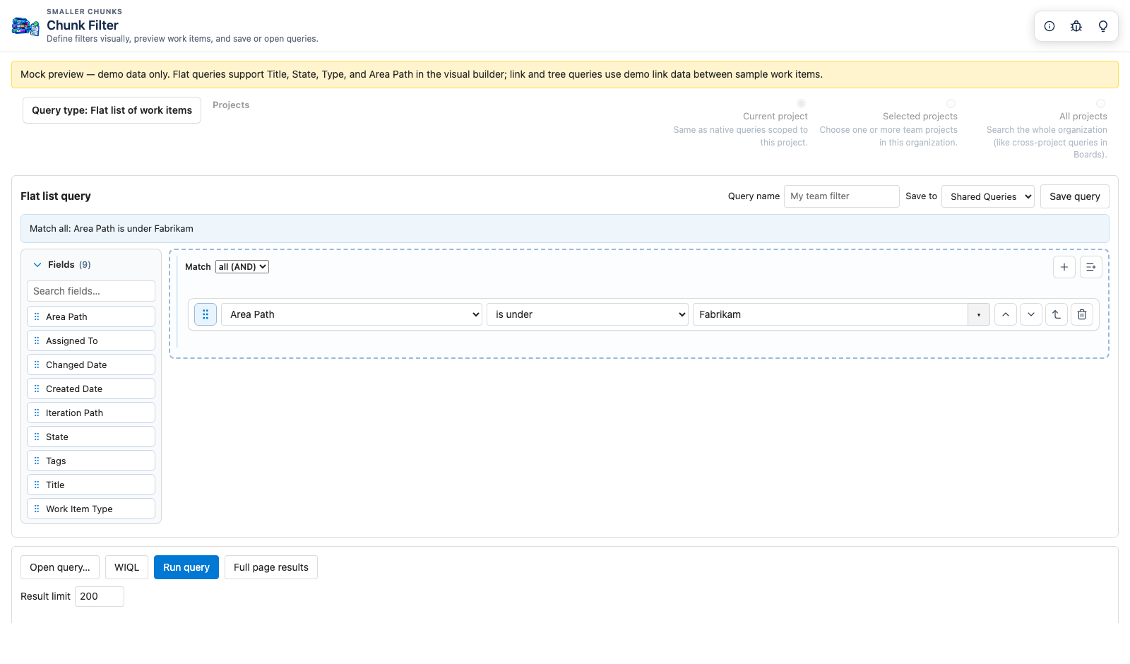 Filter Free visual query builder
